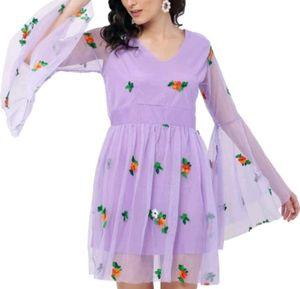 Lavender Dress With Floral Pattern