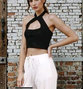 Chic Black Halter Crop Top
