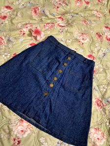 Denim A-Line Button Skirt