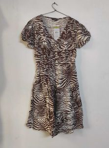 Brown Zebra Print Mini Dress