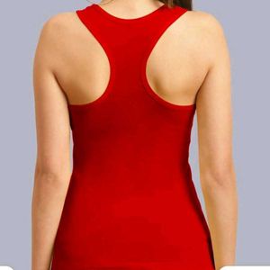 Red Scoop Neck Tank Top For Woman