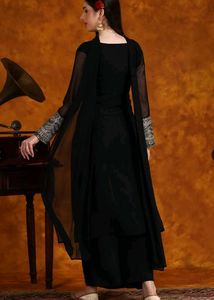 Sangria Black Kurta Palazzo Set