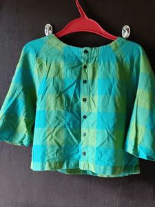 Checkered Green &amp; Blue Top