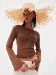 H&M NEW Brown Crochet Long Sleeve Top/M