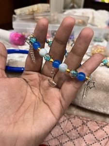 chain blue beaded Charm Bracelet