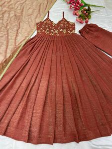 Party Wear Look GownDupatta in Embroidery Sequence