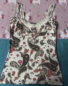 Y2k Paisley Lace Trim Tank Top
