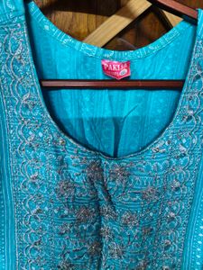 Aqua Embroidered Kurta