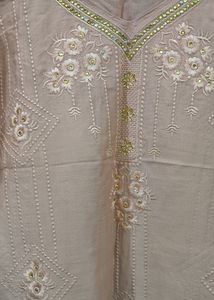 Cream Colour Suit Set( Kurta, Pent &amp; Dupatta) For
