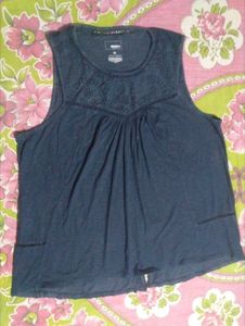 Navy Eyelet Tank Top