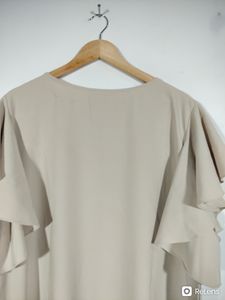 Goddess Beige Dress With Umbrella Sleeves
