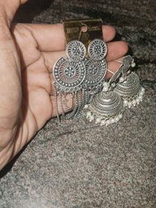 Silver Jhumka Earrings