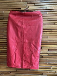 Red Faux Leather Pencil Skirt