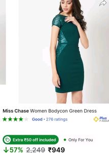 Miss Chase Dark Green Dress