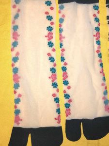 Floral Print Sheer Toe Socks