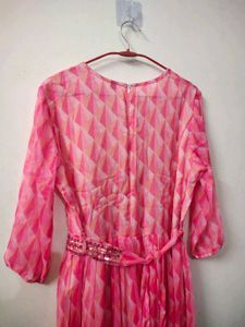 Pink Diamond Print Indo-western Jumpsuit
