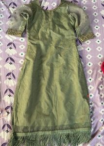 Green Embroidered Organza Kurta Set