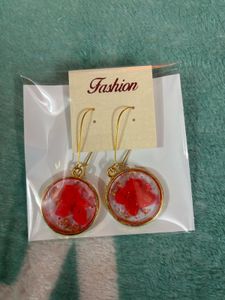 resin Oval Stone Dangle Earrings only 1