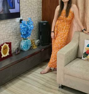 Orange Jumpsuit With Attached Belt
