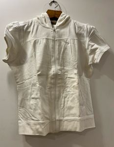 Cotton Sleeveless Jacket With Hoodie