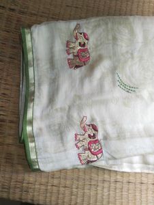 Elephant Printed Saree With Blouse