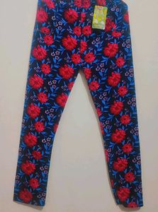 Navy Blue Legging Pink Floral Print For 28 Waist