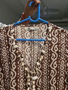 Zara Brown Print Midi Dress