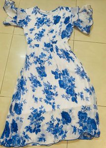 Floral Print White Midi Dress(11-13yrs)