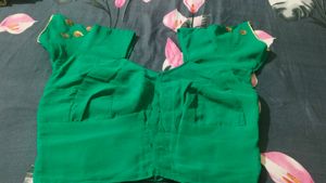 Elegant rama colour Embroidered Saree