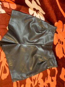 ZARA Faux Leather High-waist Shorts
