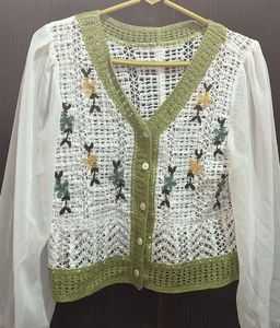 Crochet Cardigan with Balloon Sleeves