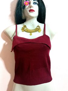 Crop Top In Meroon Colour