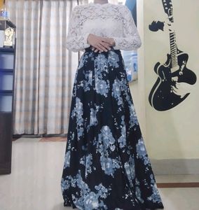 Black Floral Skirt