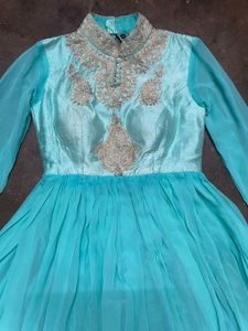 Cyan Heavy Anarkali Suit Set