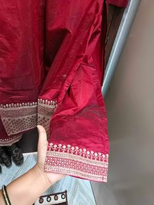 Maroon Embroidered Kurta Set