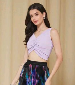 Lavender Ruched Sleeveless Top