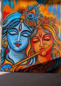 Abstract Krishna &amp; Radha Painting on Canvas