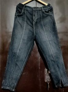 Charcoal Color Unique Panel Detail Jeans 34 Waist