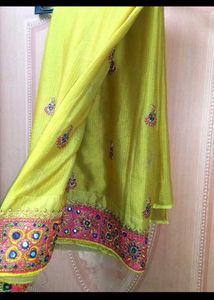 Light Lime Green heavy border work saree