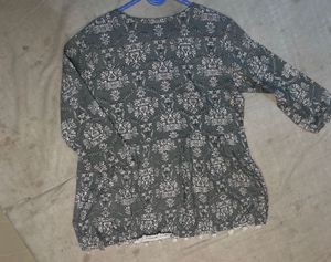 Gray Patterned Tunic with Tassels