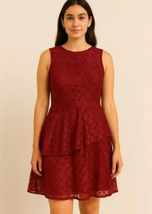 Red Lace Sleeveless Dress