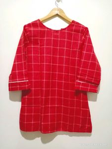 Red Checked Tunic Top