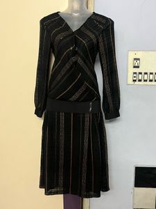 Pintrest Korean Striped Black Dress