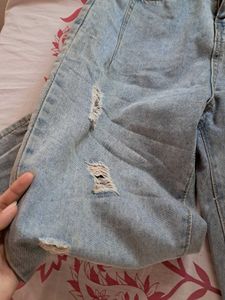 Distressed High-Waisted Denim Jeans