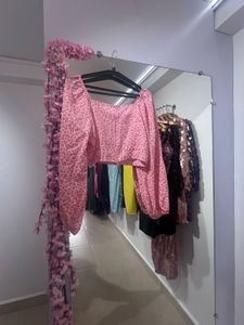 Pink Printed Crop Top