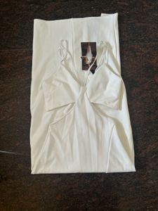 Elegant White Cutout Maxi Dress With Rhinestone De