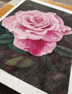 A Handmade Painting Of Pink Rose