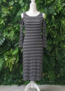 Striped Cold Shoulder Dress