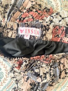 Floral Print Pleated Maxi Skirt