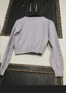 Cropped Lavender Long Sleeve Top